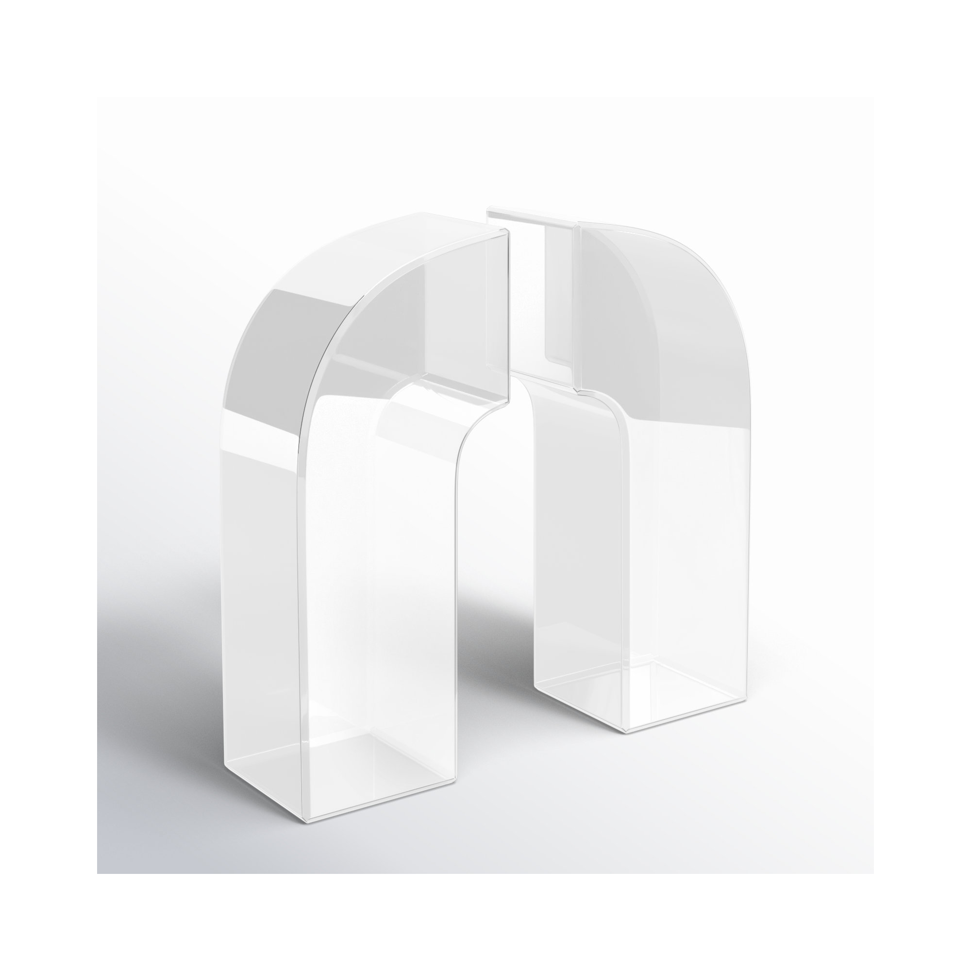 Sandrine Glass Arched Non-Skid Bookends, 6.2" H x 2.75" W x 1.9" D