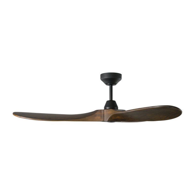 Smart Downrod Ceiling Fan, Matte Black, 11.68" H x 52" W x 52" D, Dark Walnut