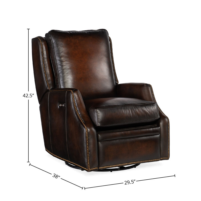 Elicce Leather Power Recliner, Brown Genuine Leather, Manual