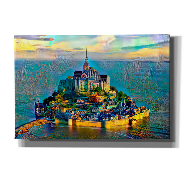 Toile épique «France Normandy Mont Saint-Michel» par Pierre Gavidia, art épique, 60 po x 40 po, H 40 po x l 60 po