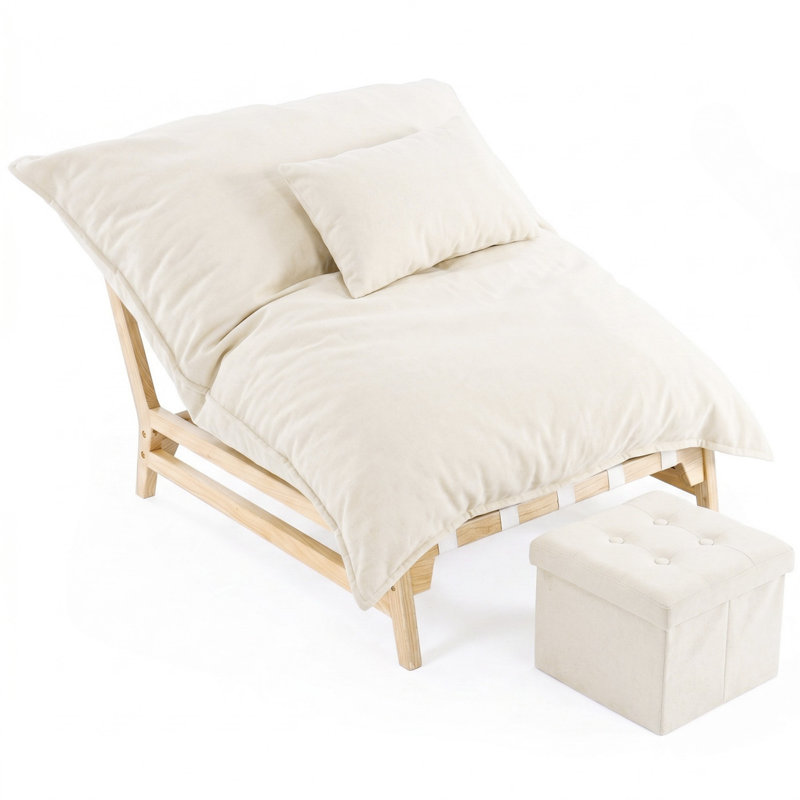 Chaise longue surdimensionnée rembourrée, Crème