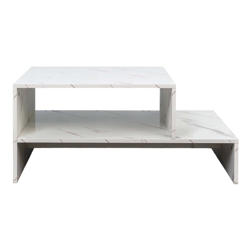 Coffee table with unique architectural shape, White