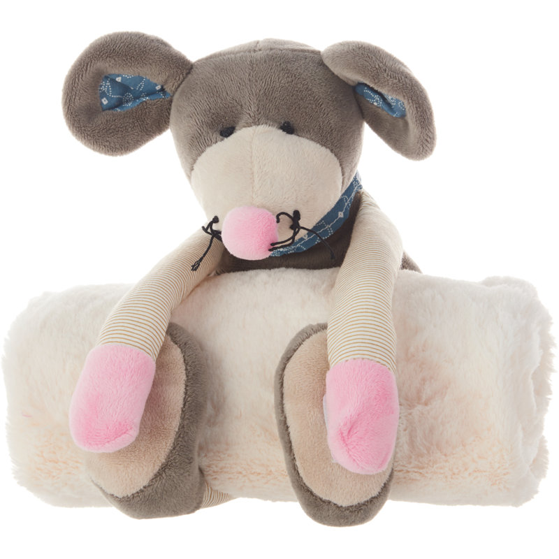 Plushlines Mouse with Blanket Decorative Accent