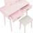 Stylish Pink Vanity Dresser And Stool With Mirror - Bedroom Accent Stool, Convenient Drawer-178760283
