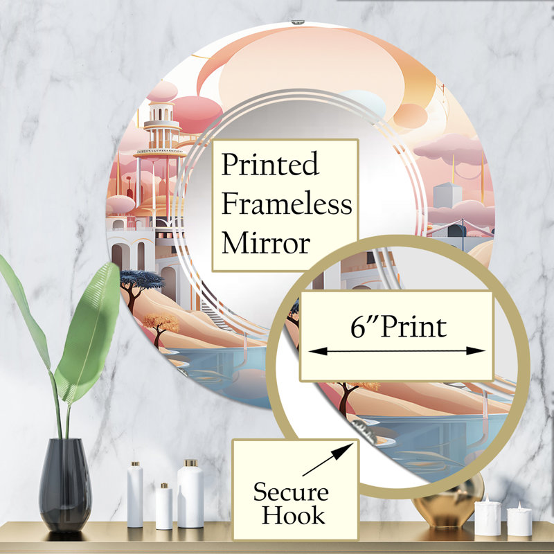 Pendry - Miroir mural rond moderne, 32 po x 32 po