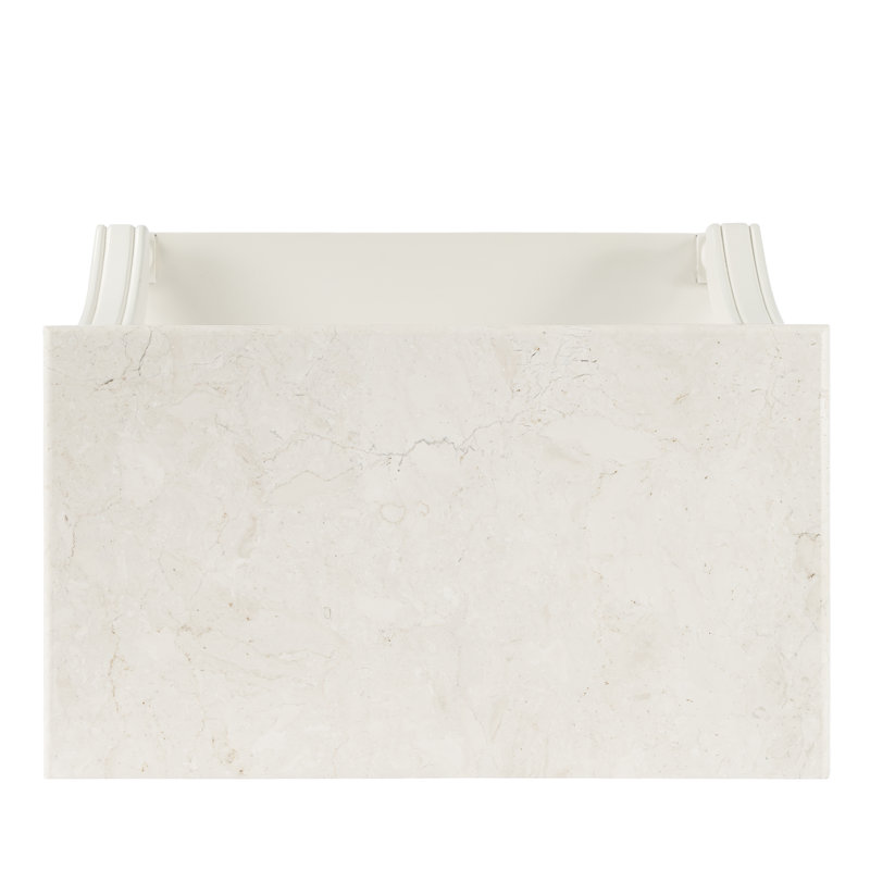 Mabel Marble 1 drawer Nightstand, White