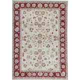 Hand-Knotted High-Quality Ivory and Red Area Rug