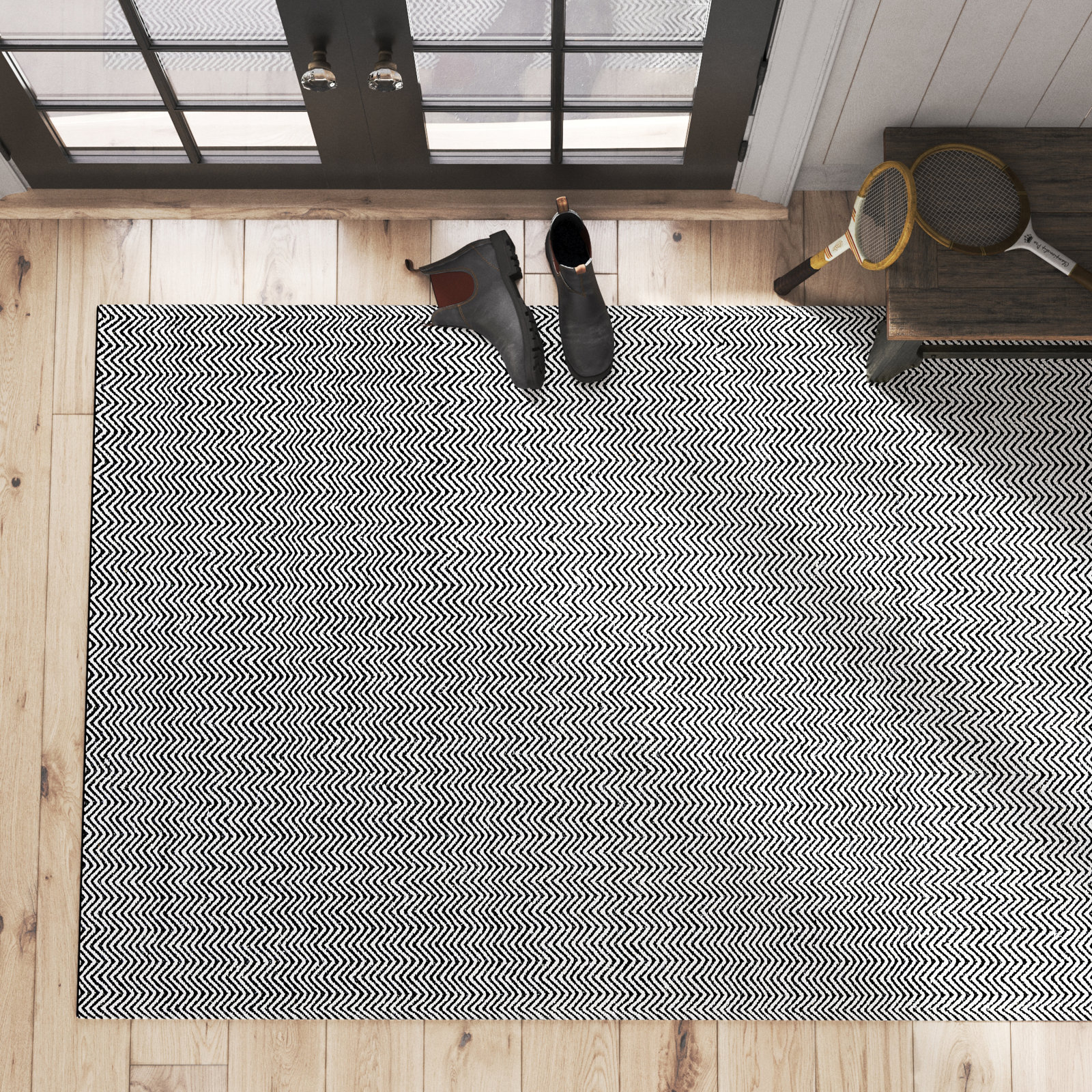 Rita Handmade Wool Rug, Rectangle 5' x 8'
