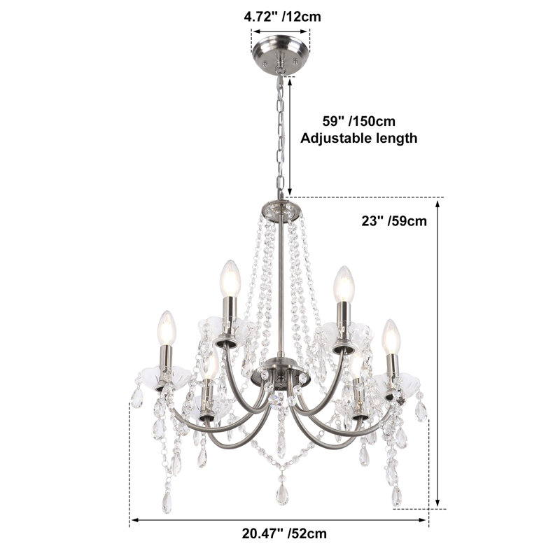 Faheema 6 - Light Dimmable Classic / Traditional Chandelier, Nickel