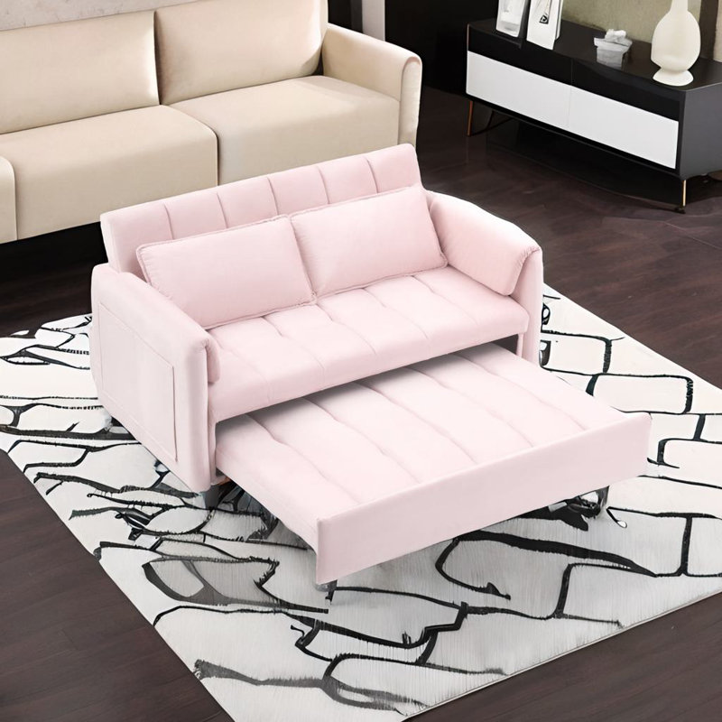 Causeuse moderne en velours, Rose