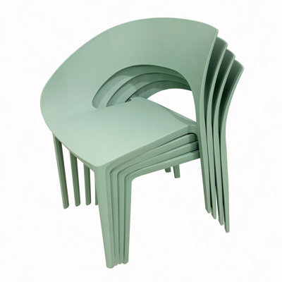 Chaise d'appoint simple en polypropylène - conception monobloc pour l'intérieur et l'extérieur, convient aux salons, salles à manger, jardins, terrasses et autres (ensemble de 4)