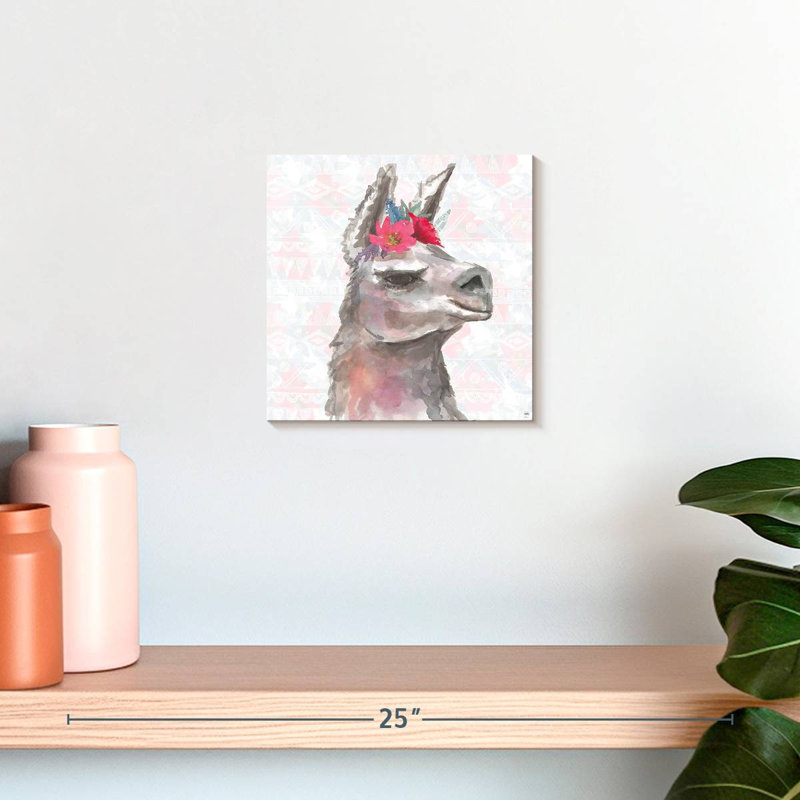 Crowle Boho Poppies And Llama, H 10 po x l 10 po