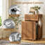 Armoire à poubelle 13 gallons, poubelle escamotable cannelée de 20 po avec tiroir et 3 crochets, armoire à linge en bois pour la cuisine, le salon, la chambre à coucher-133255845