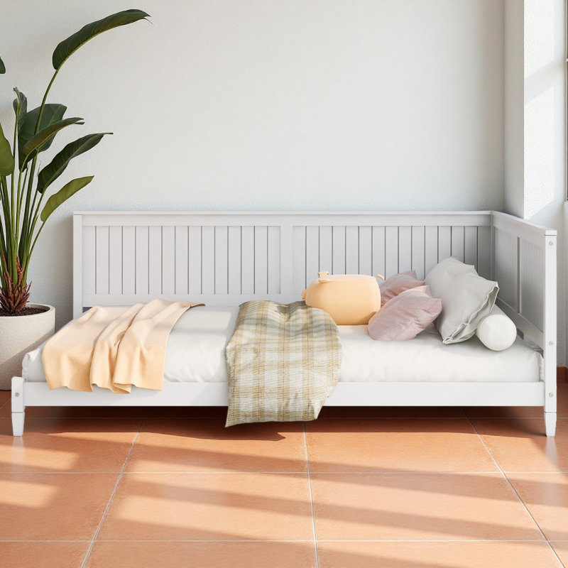 Lit plateforme Classic Mid-Century, Blanc, Lit double