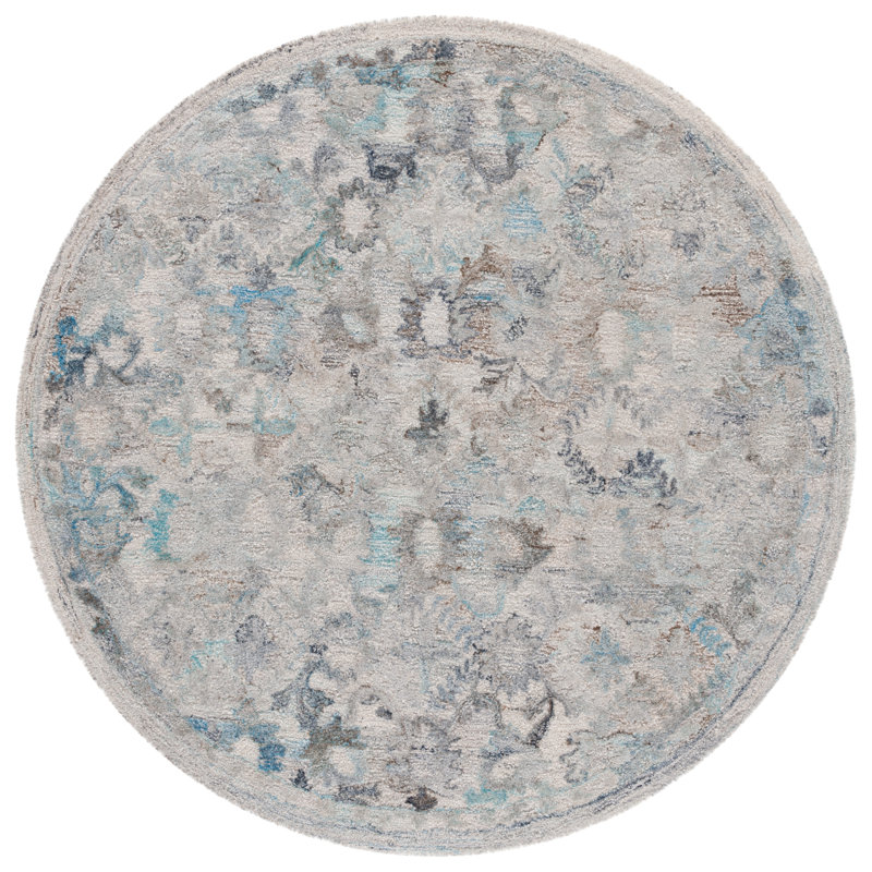 Tapis bleu clair / beige Ceola 126, Rond 6 pi