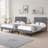 Twin Size Bed Frame Set Of 2 LED Lights Headboard With Charging Station And USB Port Twin Platform Bed Wood Slats Support No Box Spring Needed-334389159