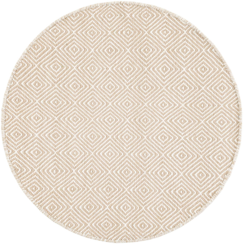 Tapis beige contemporain de couleur Ohara, Rond 3 pi 1 po