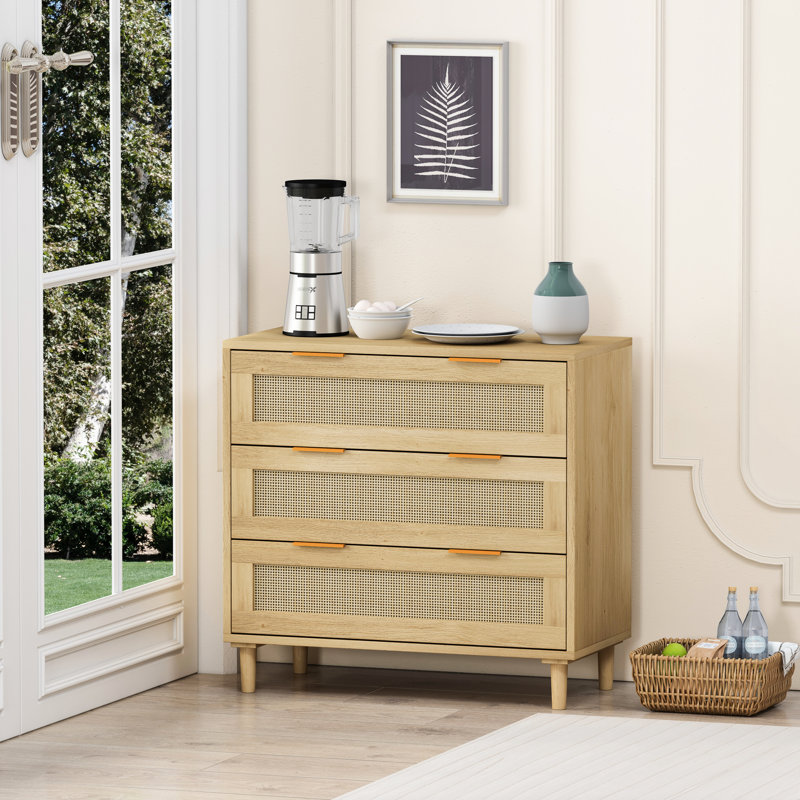 31.18" Drawer Chest For Bedroom. Natural , Oak Color. Sufficient Storage, Modern Design Storage Cabinet In Oak, Bedroom, Living Room, Dining Hallways, Provides Extra