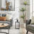 Black Metal Sculptural Pedestal & Faux Stone Tabletop Accent End Table