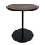 Ensemble de 2 petites tables de bout rondes avec plateau en bois à cercles concentriques, table d'appoint à piédestal en métal et table de chevet pour petits coins, brun noyer et noir