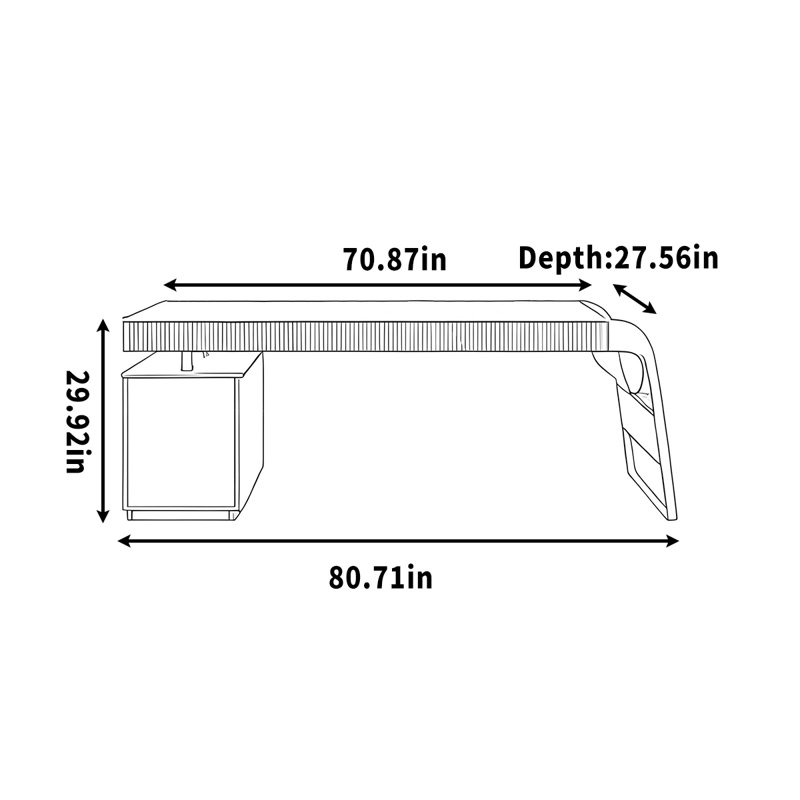 Engström, H 29,92 po x l 80,71 po x P 27,56 po
