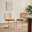 Ensemble de 2 chaises d'appoint, revêtement en velours orange riche, dossier en rotin, structure en acier chromé, design Mid-Century moderne