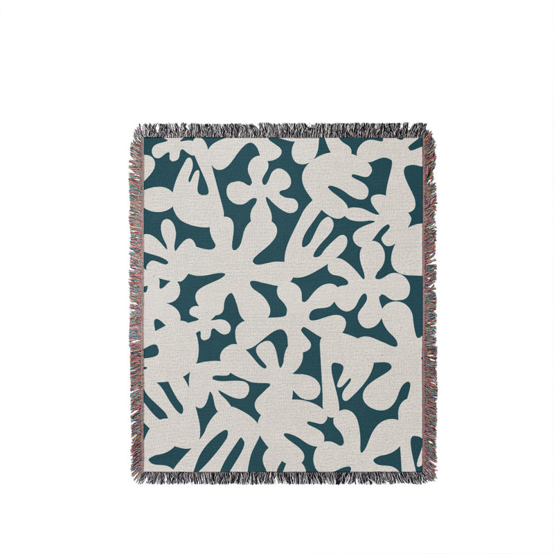 Jeté en coton Sheri, Bleu sarcelle, 50 x 70