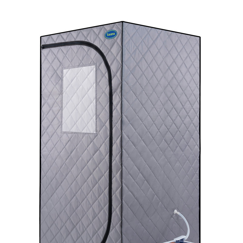 Portable Grey Mini Plus Style Steam Sauna Tent–Personal Home Spa, With Steam Generator, Remote Control, Foldable Chair, PVC Pipes. Easy To Install,Fast Heating, With FCC & UL Certification