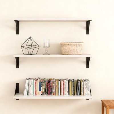 Floating Wall Shelves For Home And Office, Heavy-Duty Wood Bookshelf With Rustic Finish, Easy Mounting Storage Solution For Decor And Organization