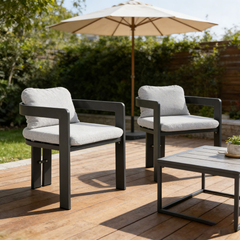 Chaise d'extérieur en aluminium pour patio, Gris