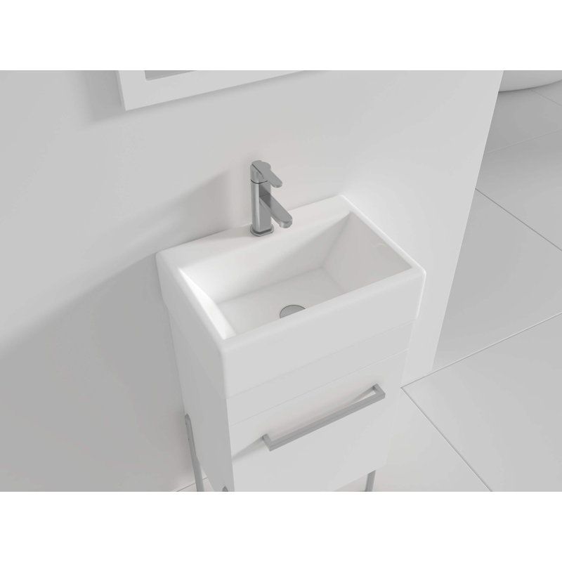 Meuble-lavabo simple 17 po Taft Avenue, Blanc, Chrome poli