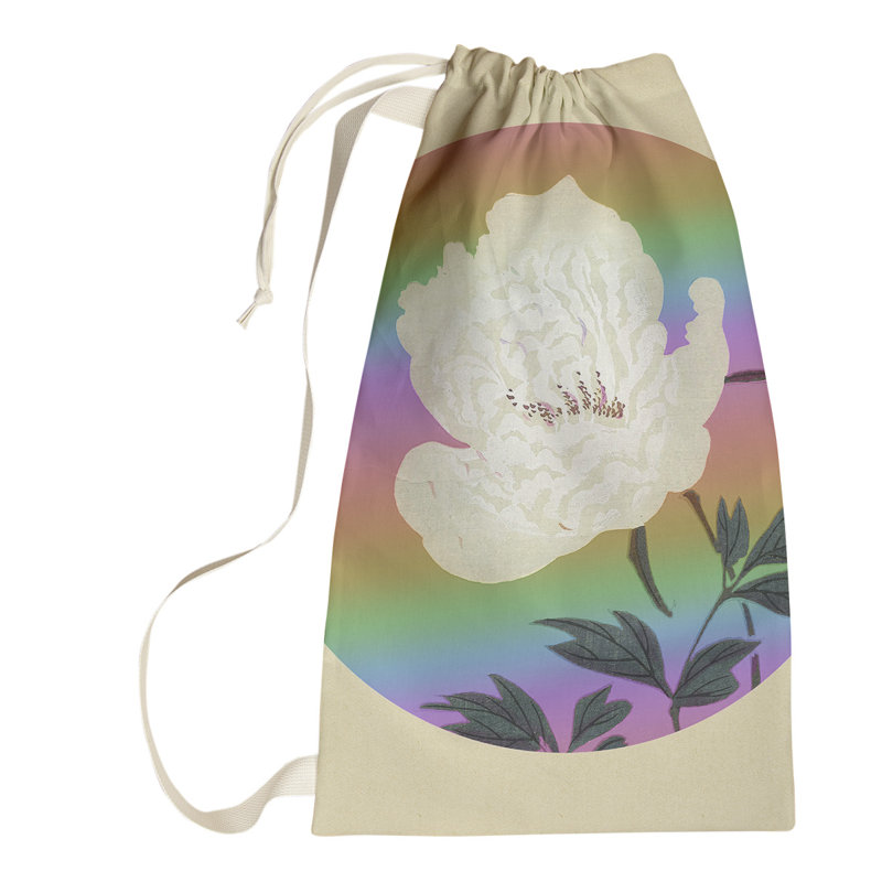Steadman Fabric Laundry Bag with Handles, Large (76.5" H x 29.5" W x 1.5" D), Orange/Green