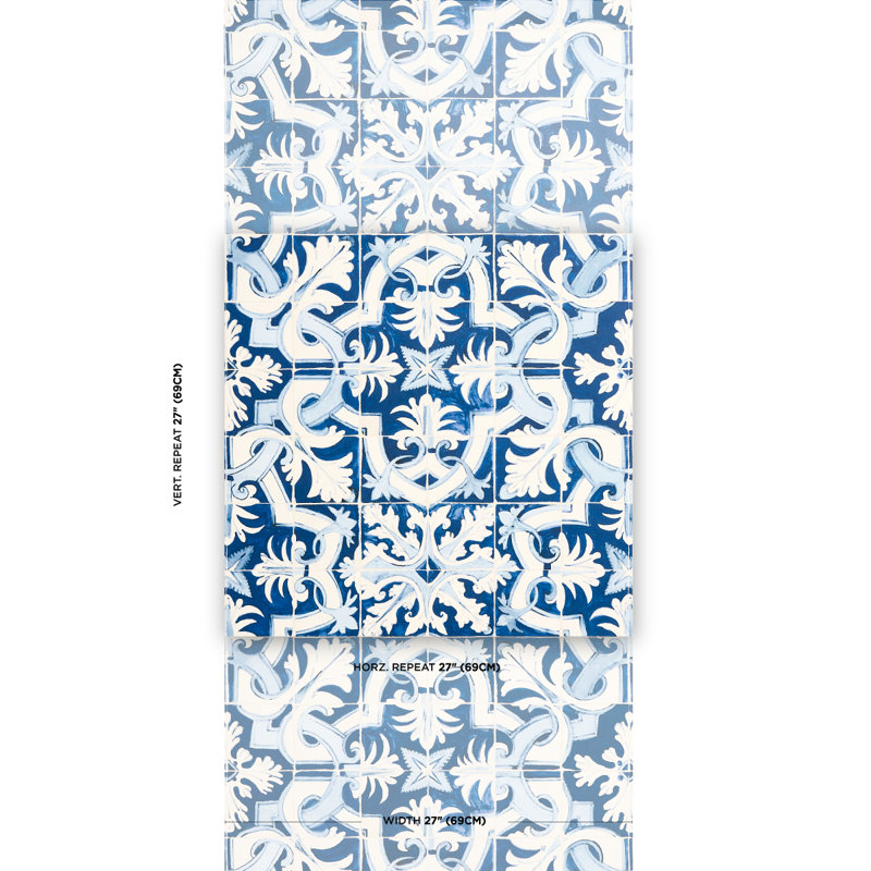 Papier peint Schumacher x Mary McDonald Azulejos, Azur