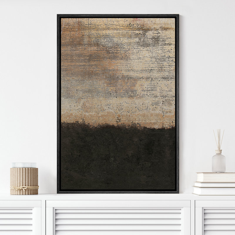IDEA4WALL Framed Canvas Print Wall Art Grunge Dark Brown Rust Colour Blocks Abstract Shapes Illustrations Modern Art Minimal Decorative Relax/Zen For Living Room, Bedroom, Office - Floater Frame Graphic Art on Canvas