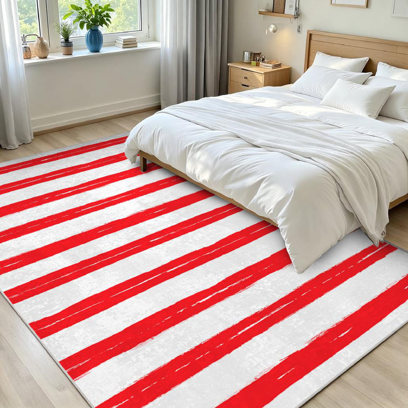 Tapis blanc lavable à la machine rétro rétro rétro, Rectangle 71" x 98"