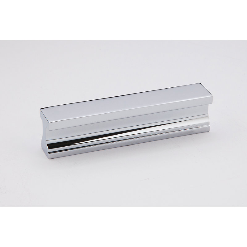 Polished Chrome 3 1/2" Recessed Tab Pull with Mounting Hardware