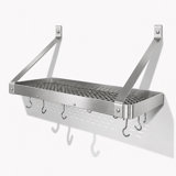 Handcrafted Gourmet Deep Stainless Steel Wall Mounted Pot Rack
