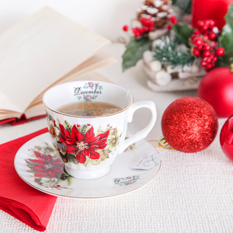 Flowers Of The Month Bone China Teacup and Saucer