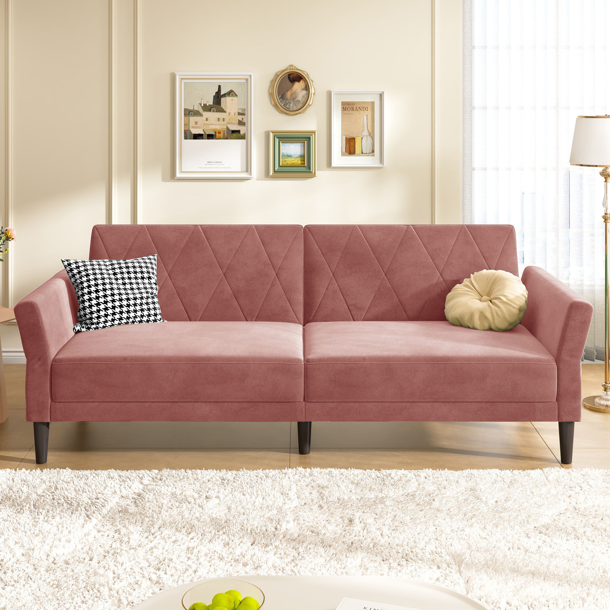 Mercer41 Keyasia Twin 78.7'' Velvet Split Back Convertible Sofa | Wayfair