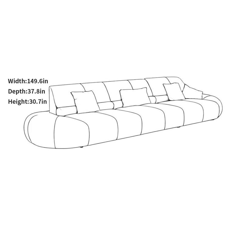 Canapé en tissu décontracté, Kaki, H 30,7 po x l 149,6 po x P 37,8 po