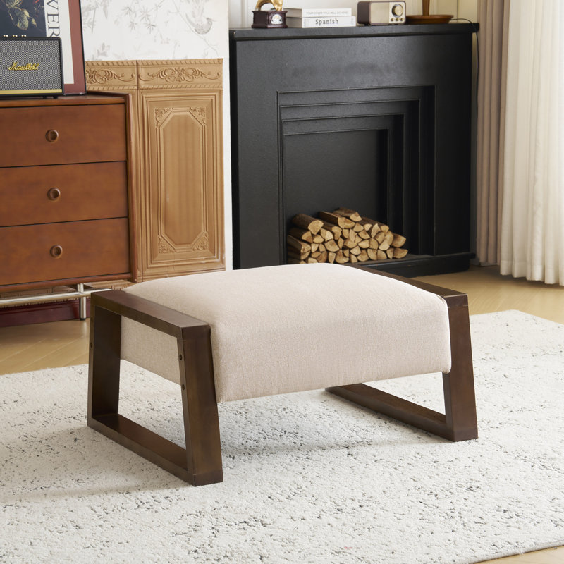 Comfortable Rectangular Solid Wood Stool with Padded Seat