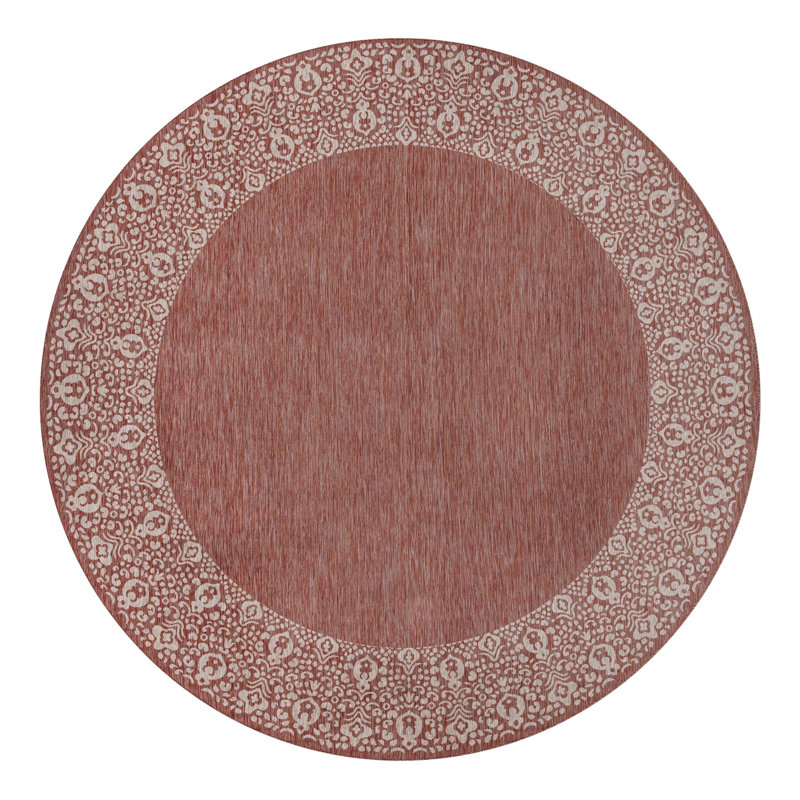 Tapis intérieur / extérieur rouge rouille Dmitri, Rond 10 pi 8 po