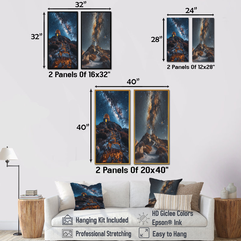 Ensemble de 2 pièces d'art observatoire «Path To Our Galaxy I», Ne s’applique pas, Toile tendue sur cadre, H 28 po x l 24 po