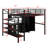 Full Size Metal Loft Bed With Table Set And Wardrobe, Metal Loft Bed Frame With Storage Stairs And 3 Drawers And Full Length Guardrail
