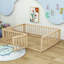 Lit plateforme en bois Hajer avec clôture et porte-657190991-657190977