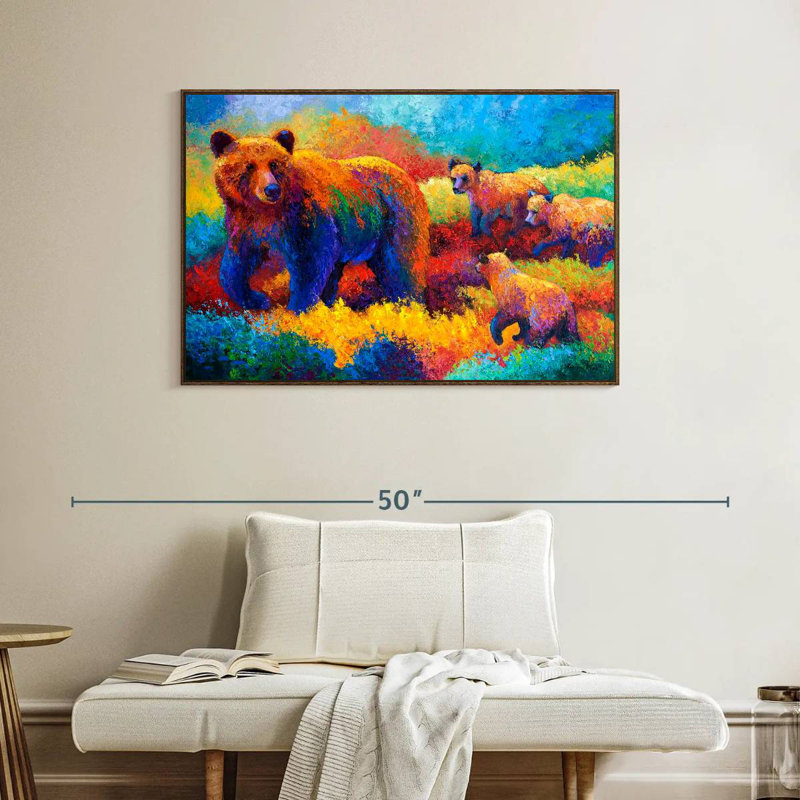 Grizz Family, Floating Frame Walnut, 40" X 27"