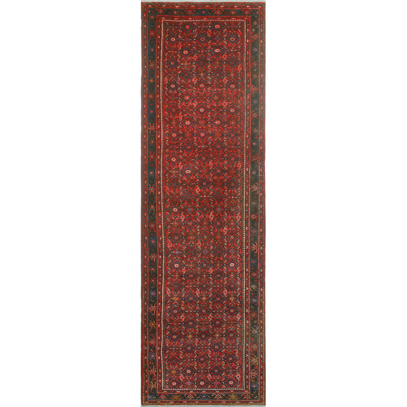 One-of-a-Kind 4'4" x 16'11" 1980s Runner Wool Area Rug in Blue and Red