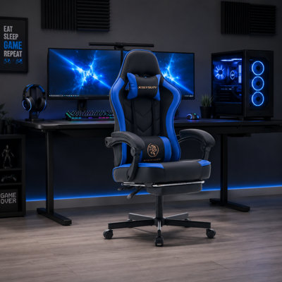 Fauteuil de jeu de course et de course réglable, inclinable et ergonomique en similicuir