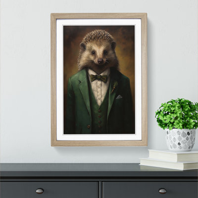 Hedgehog in a Suit Painting No.3 - Framed Print