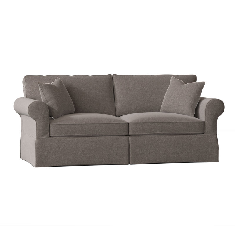 Lit-couchette à accoudoirs arrondis avec coussins réversibles de 84 po Kingsbridge, Pavé Crafty, Gris anthracite Bocci